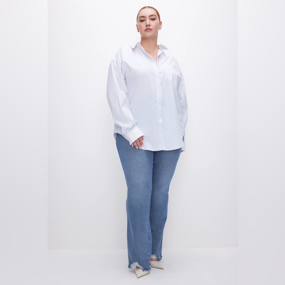 New GOOD AMERICAN COTTON OXFORD SHIRT SZ 5 2XL crisp white blouse